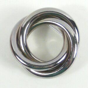 Interconnecting Ring Brooch Pin Silvertone Vintage Jewelry Women Swirl
